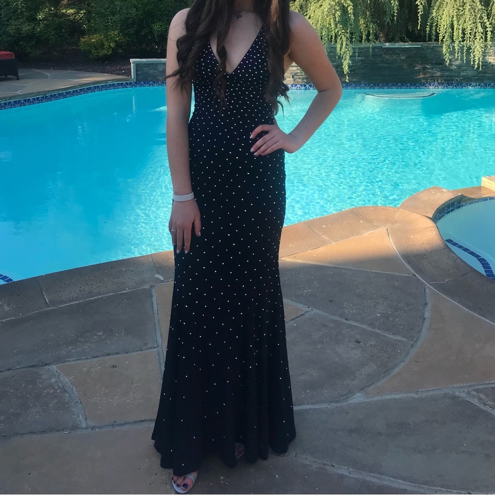 Navy with Silver Rhinestones Prom Dress (Jovani 1114 Navy)